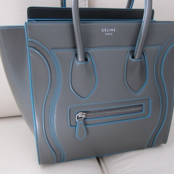 Celine Micro Luggage Tote -- Satin Debossed Calfskin Anthracite Like New - Picture 2 of 9